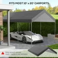 thumbnail image 4 of Outsunny 10 x 20 Carport Canopy Replacement Cover with Bungee Cords, Dark Grey, 4 of 10