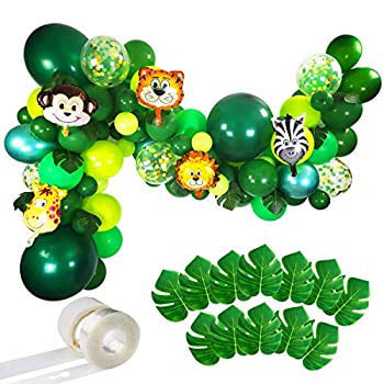OTMVicor Jungle Tropical Balloon Arch,Wild Balloonn Arch,Gold and Green Balloons,Jungle Party Garland for Birthday