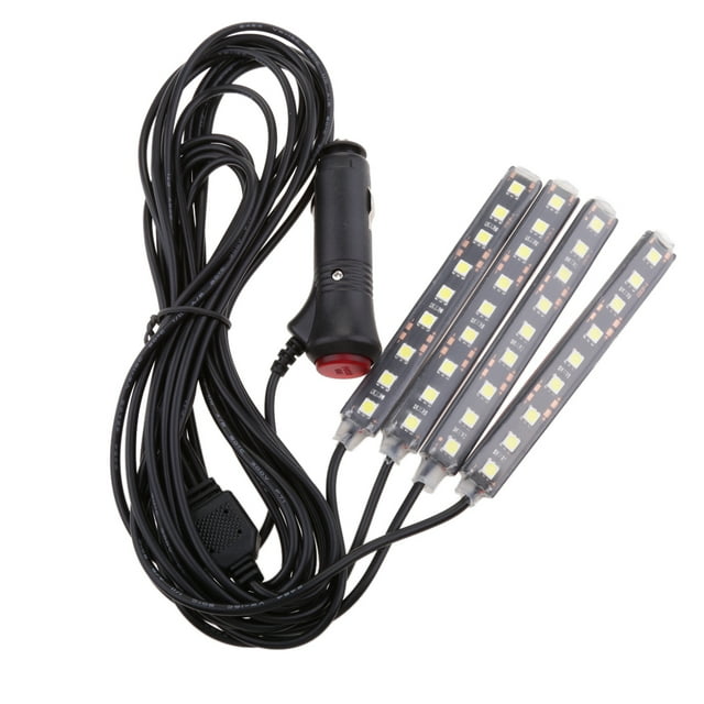 Kit de 4 tiras de luces LED de 9 ambientes/iluminación debajo del tablero para coche y SUV Blanco