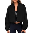 thumbnail image 1 of Chaquetas de Invierno para Mujer, de Forro , Larga, con Cremallera, , Cálidas, Estilo Otoño, para Hacer Ejercicio Negro M, 1 of 8
