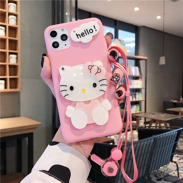 Funda clásica de teléfono kawaii con espejo de maquillaje de dibujos animados bonitos de hello kitty para iphone 11 12 13 14 Pro Max