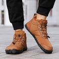 thumbnail image 2 of Rokment Womens Mens Furry Lined Barefoot Water Snow Boots Waterproof Wide Toe Zero Drop Non Slip Hiking Ankle Booties Brown Size 10, 2 of 7