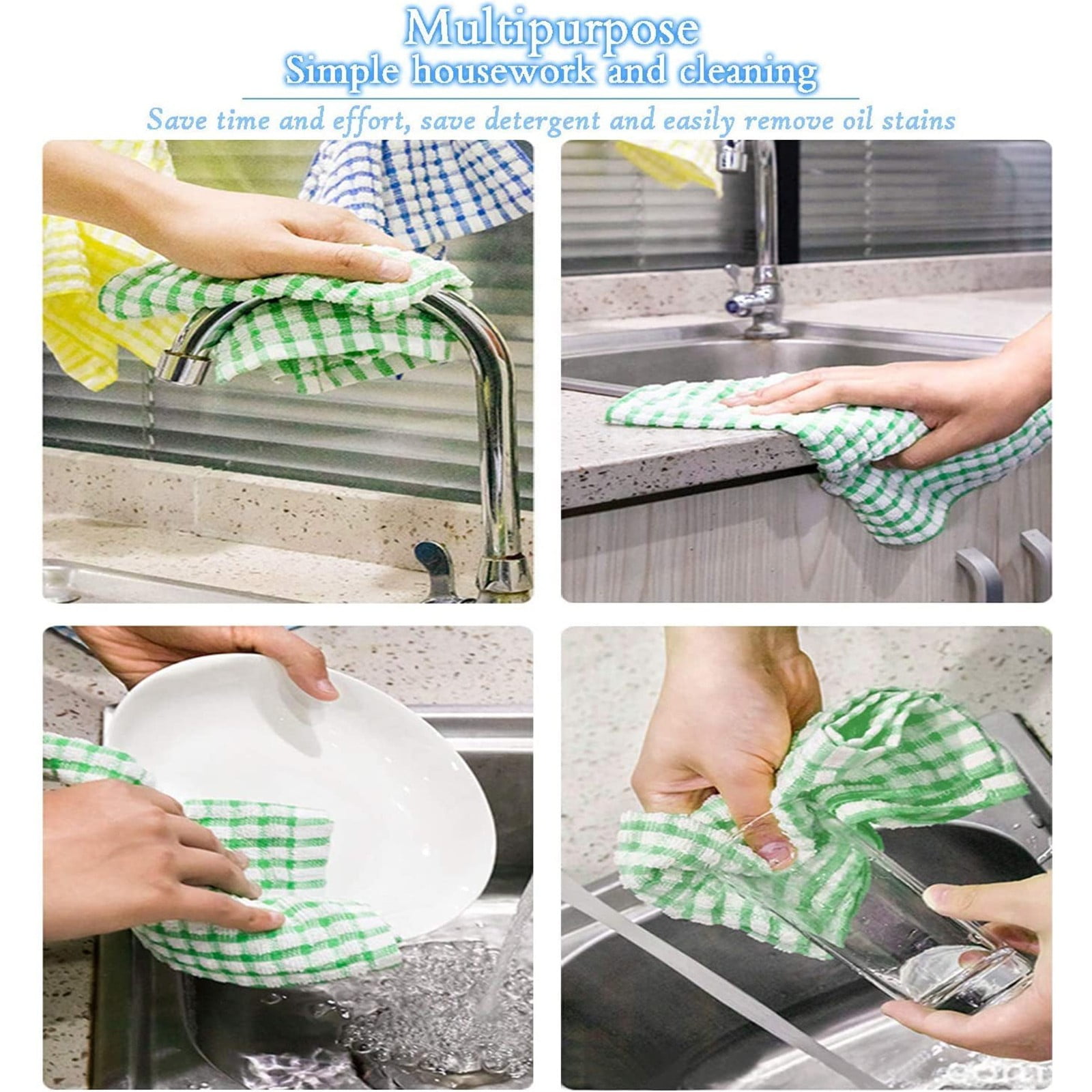 Kitchen Dish Towels, 16"x25" Cotton Absorbent Dish Cloths, 6 Colors, Soft and Durable Kitchen Towels for Cooking, Baking, Drying, and Cleaning