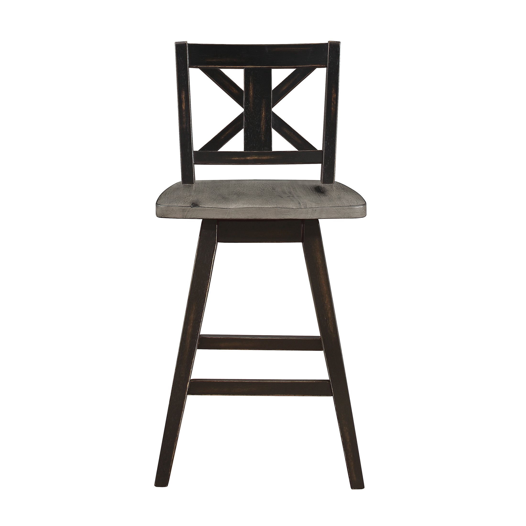 OakvillePark Roscoe Swivel Counter Height Barstool (Set of 2), Black/Gray