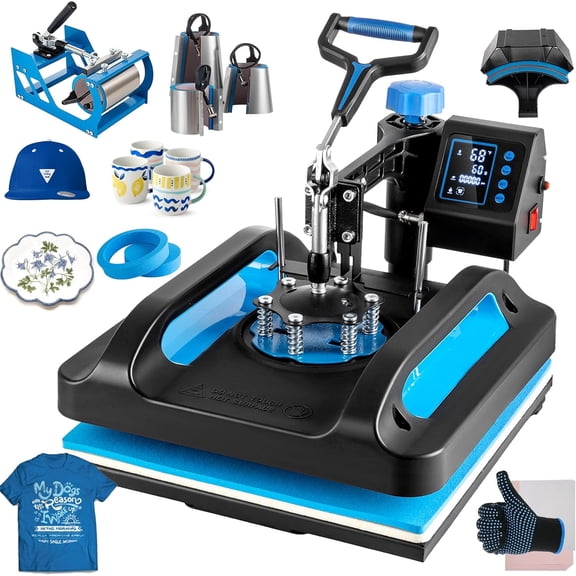 SHZOND Protable Heat Press 15x15 Inch, 8 in 1 Heat Press Machine with 30OZ Tumbler Press,Swing Away T Shirt Pressing Machine, Combo Tumbler Heat Press Machine Sublimation for T-Shirt Hat Mug Plate