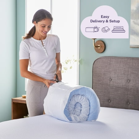 Sleep Innovations - 4" Cooling Gel Memory Foam Mattress Topper with Cover - Queen - Blue