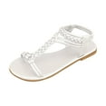 thumbnail image 2 of Viluyesy Women's Gladiator Sandals, Open Toe Fashion Ankle Elastic Strap Summer Casual Beach Flat Shoes White, 2 of 5