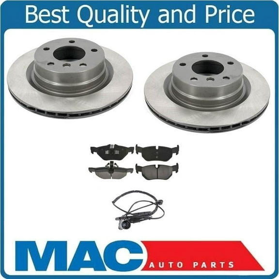 Fits For 2007-2009 BMW 328i Rear Brake Rotors Ceramic Pads Sensor 4Pc Kit