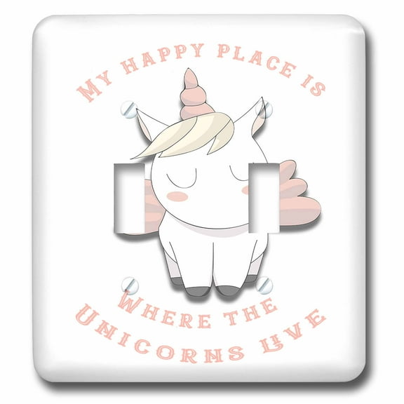 3dRose, My happy place is where the unicorns live, double toggle switch