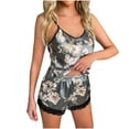 thumbnail image 2 of Sakmal Shorts Pant Womens Plus Size Pajamas Sets Gray Sleeveless Floral Lace Sexy Sleepwear Tops, 2 of 9