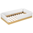 thumbnail image 4 of Euroco Upholstery Twin Platform Bed, Floor Bed with Storage and Guardrails, Natural, 4 of 13