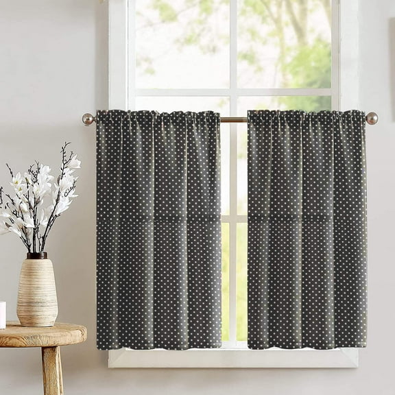 Cotton Mini Dots Print Café Tier Curtains Window Treatment Kitchen Home Décor