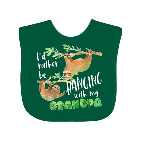 

Inktastic I d Rather Be Hanging with My Grandpa- Cute Sloths Boys or Girls Baby Bib