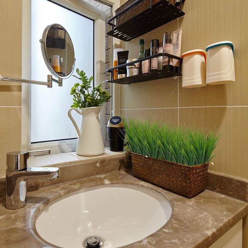 Artificial Shrub, Fake Plants Greenery Simulation Bush Sinhoon Spring Grass Leaves Plastic Indoor Outdoor Outside Home Garden Office Bedroom Verandah Wedding Decor Decoration Planter Filler 8 Pcs