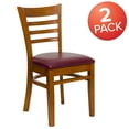 thumbnail image 3 of Flash Furniture 2 Pack HERCULES Series Ladder Back Cherry Wood Restaurant Chair - Burgundy Vinyl Seat, 3 of 8
