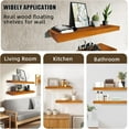 thumbnail image 4 of 24 Inch Floating Shelves, Bathroom Wooden Shelves for Wall Mounted, Rustic Farmhouse Floating Shelves, Solid Wood Wall Shelves for Storage, Set of 2, Honey Oak, 4 of 12