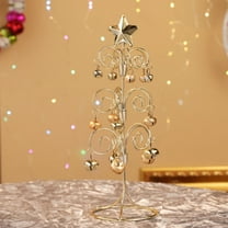HCTSHG Tabletop Metal Mini Christmas Tree with Small Bell, Spiral Display Stand for Desktop and Window Decorations, 9.8x26.5cm