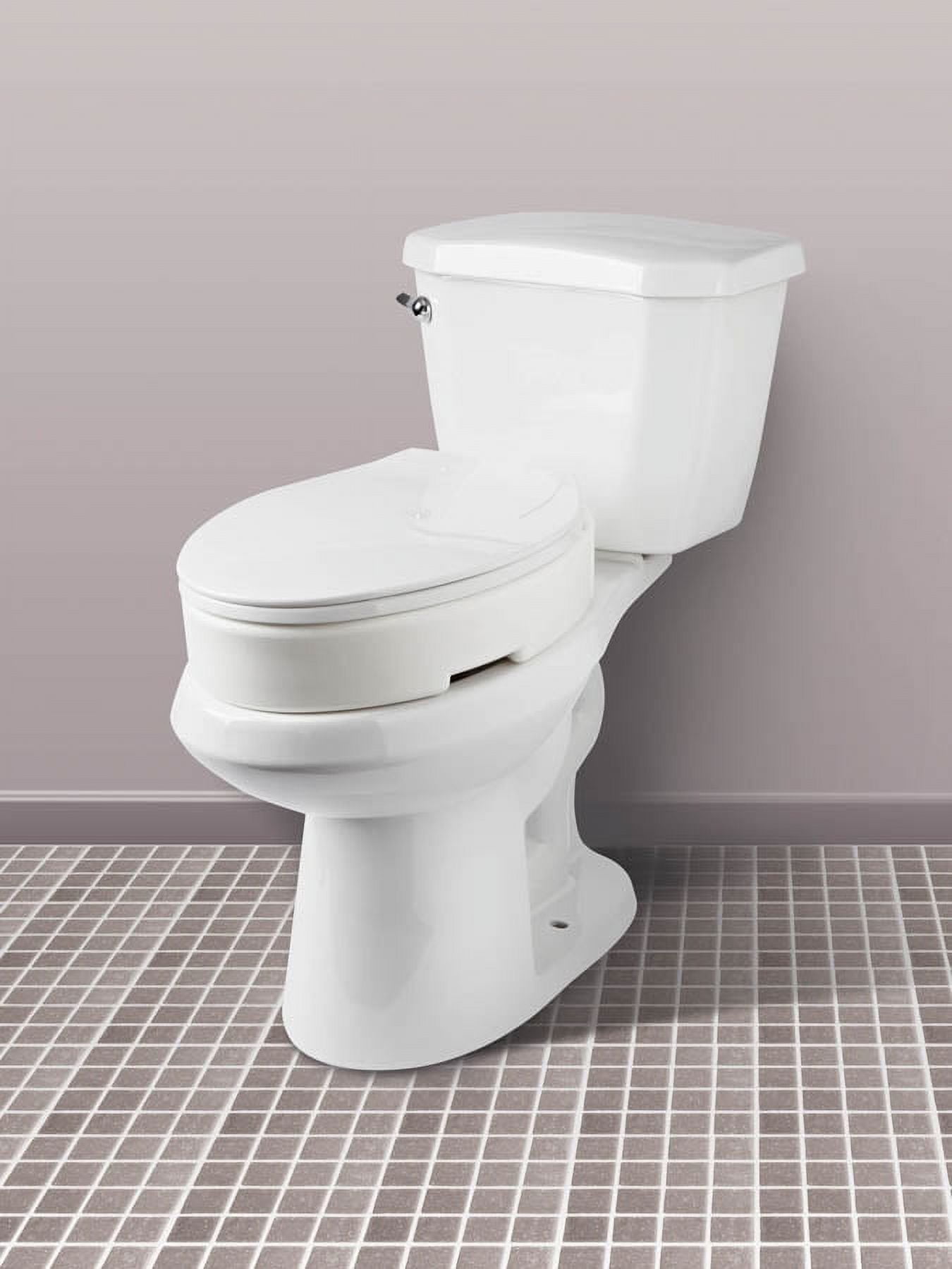 Carex Elongated Raised Toliet Seat, 3 1/2" Height, White, 300 lb Weight Capacity