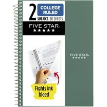 Five Star Spiral Notebook, 2 Subject, College Ruled, 6" x 9.5", Seaglass Green