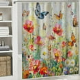 thumbnail image 6 of Fenyluxe Watercolor Butterfly Shower Curtains for Bathroom, Pink Purple Yellow Floral Shower Curtain Spring Nature Plant Shower Curtain with Hooks 36x72, 6 of 7
