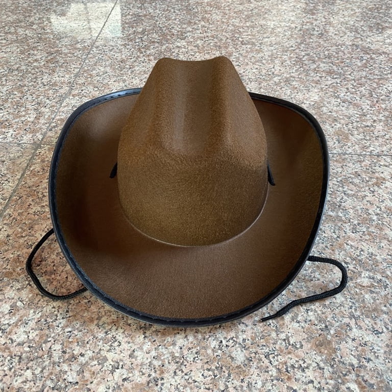 Aojekbee Felt Cowboy Hat Vintage Wide Brim Western Hat with  display picture 3