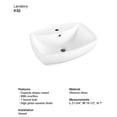 thumbnail image 4 of Marino K52, 22x15 White Rectangle Above Counter Porcelain Ceramic Bathroom Vanity Vessle Sink, Modern Style 21-3/4'' x 15-1/2'' x 7'' Counter Top Vanity Sink Art Basin, Single Faucet Hole, 4 of 4