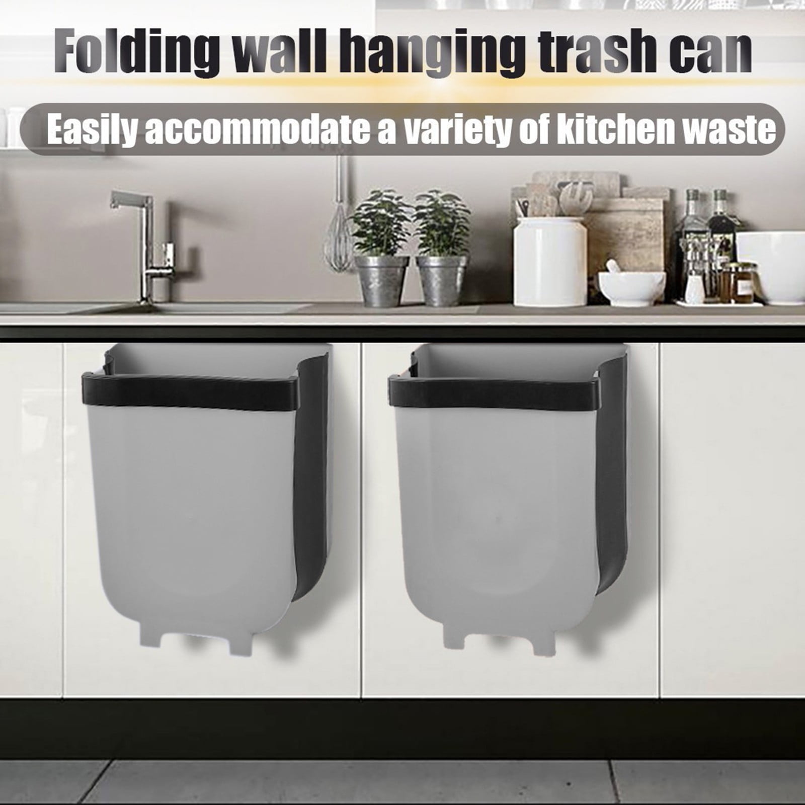 Wall Mounted Folding Waste Bin Kitchen Door Hanging Trash Bin