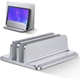 thumbnail image 1 of Soporte vertical doble para computadora portátil, soporte ajustable de aluminio para computadora portátil Soporte para ahorro de espacio para MacBook Pro / Air, iPad, Samsung, Huawei, Surface, Dell, H Namotu HFP-0272, 1 of 7
