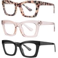 thumbnail image 1 of GFDYREE 3 pack Oprah style Spring hinge Readers Blue Light Blocking Computer Square Reading Glasses for Women Men, 1 of 6