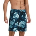 thumbnail image 2 of Kdxio Ink Rose Print Mens Sleep Shorts Bottoms Soft Comfy Pajama Wear Pants with Drawstring Pockets, 2 of 7