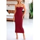 thumbnail image 5 of Vestido PRETTYGARDEN XL Rojo Vino Strapless con Nudo Torcido Maxi, 5 of 8