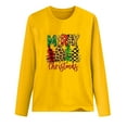 thumbnail image 5 of Odeerbi Christmas Tops For Women Long Sleeve Blouses MERRY CHRISTMAS Plaid Print 2025 Casual Round Neck T-shirt Yellow, 5 of 6