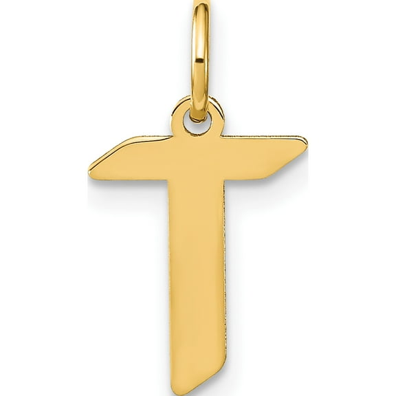 14K Yellow Gold 14Ky Letter T Initial Pendant - Jbsp