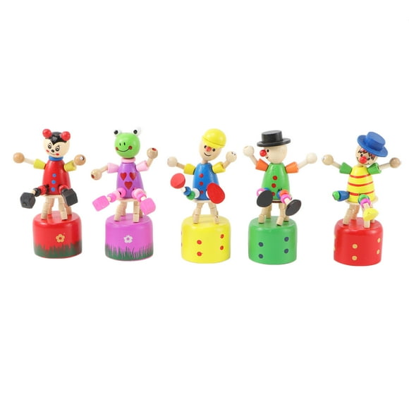5 Pcs Jouet Clown en Bois pour Enfants Coloré Dansant Balancement Debout Ornement de Bureau pour Maison Jardin d'Enfants (Style Mixte)