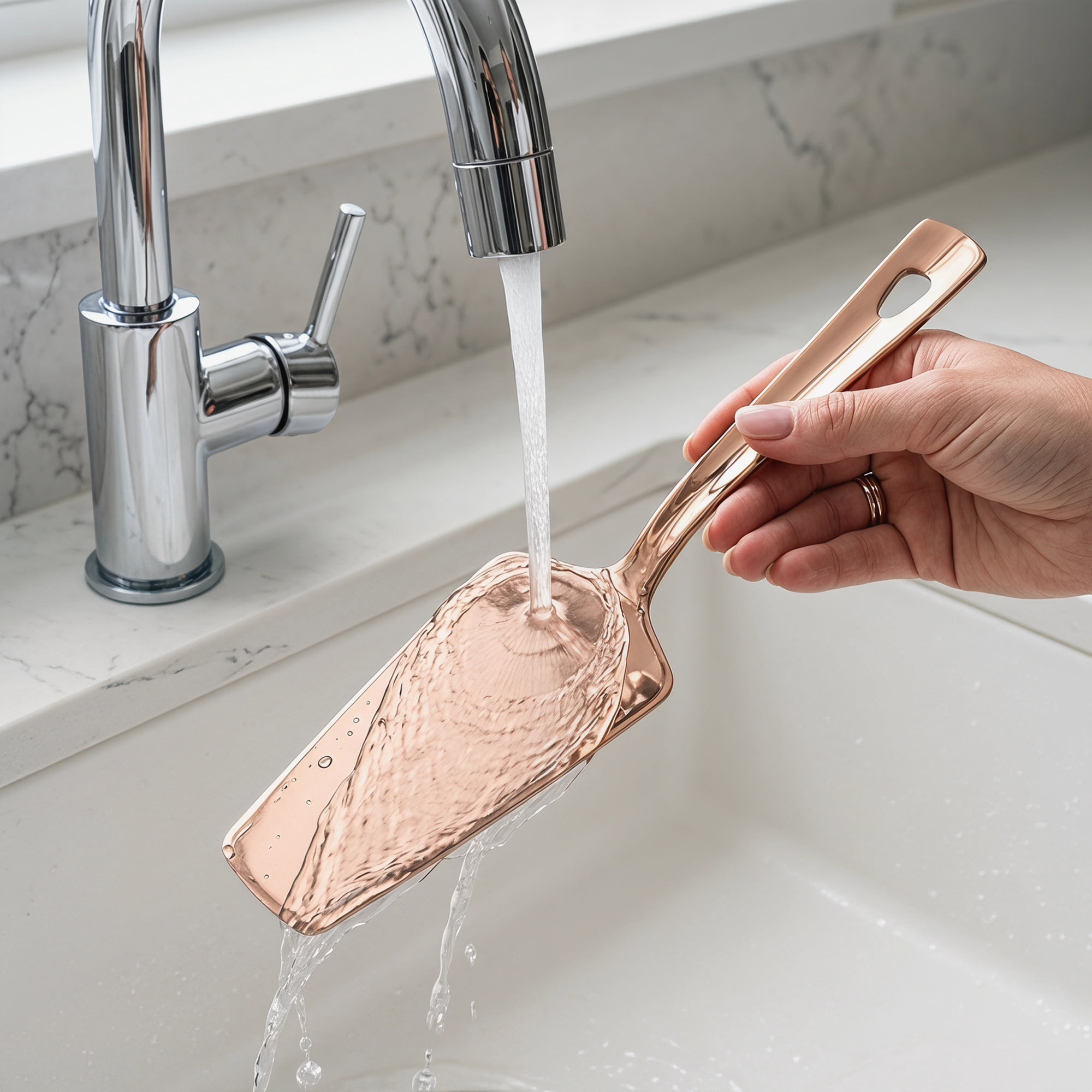 Unique Bargains Kitchen Utensil Heat-Resistant Spatula for Flipping Rose Gold 10.2x2.6 in