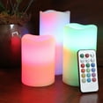 Candle Choice Set of 3 Real Wax MultiColor Flameless Candles with Remote Control Timer, Ivory