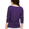 thumbnail image 5 of Made by Johnny Women's Boat Neck 3/4 Sleeve Draped Dolman Top with Side Shirring Premium Shirt XXL DARK_PURPLE, 5 of 6