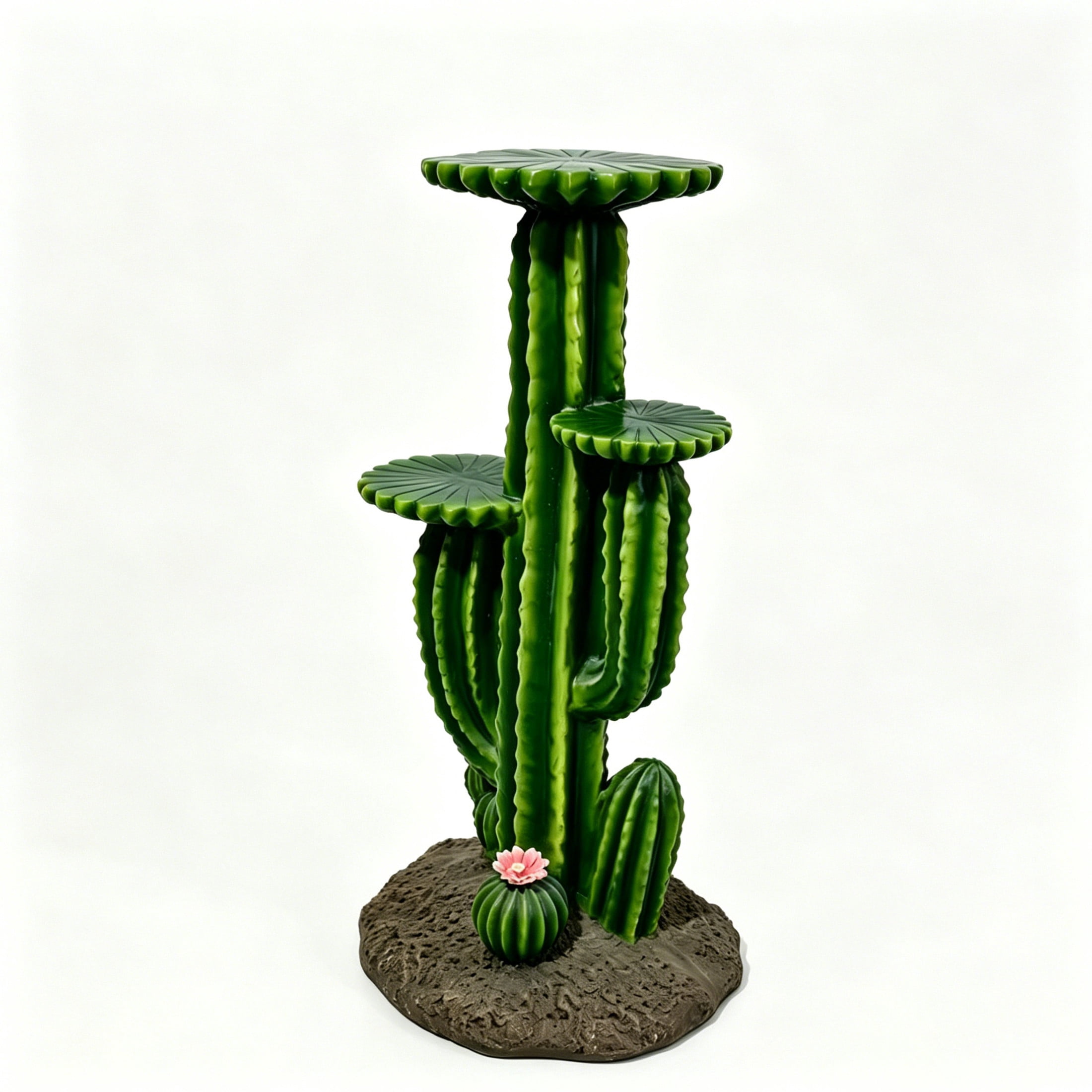 GDF Studio 32" Saguaro Cactus Plant Stand with 3 Display Shelves, Multi-Tier Weatherproof Resin Outdoor Garden Decor