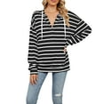 thumbnail image 3 of SHIBEVER Womens Hoodies Long Sleeve Tops Striped Color Block V Neck Shirts Hooded Sweatshirts for Women Pullover Tops Loose Fall Clothing Lightweight Casual Tunic Tops, 3 of 7