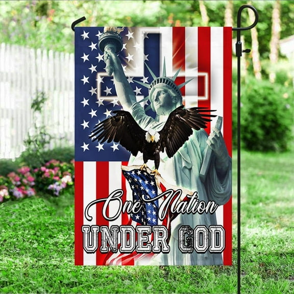 FLAGWIX American Flag - One Nation Under God American Christian Cross Flag THH3666F - Garden Flag (11.5" x 17.5")