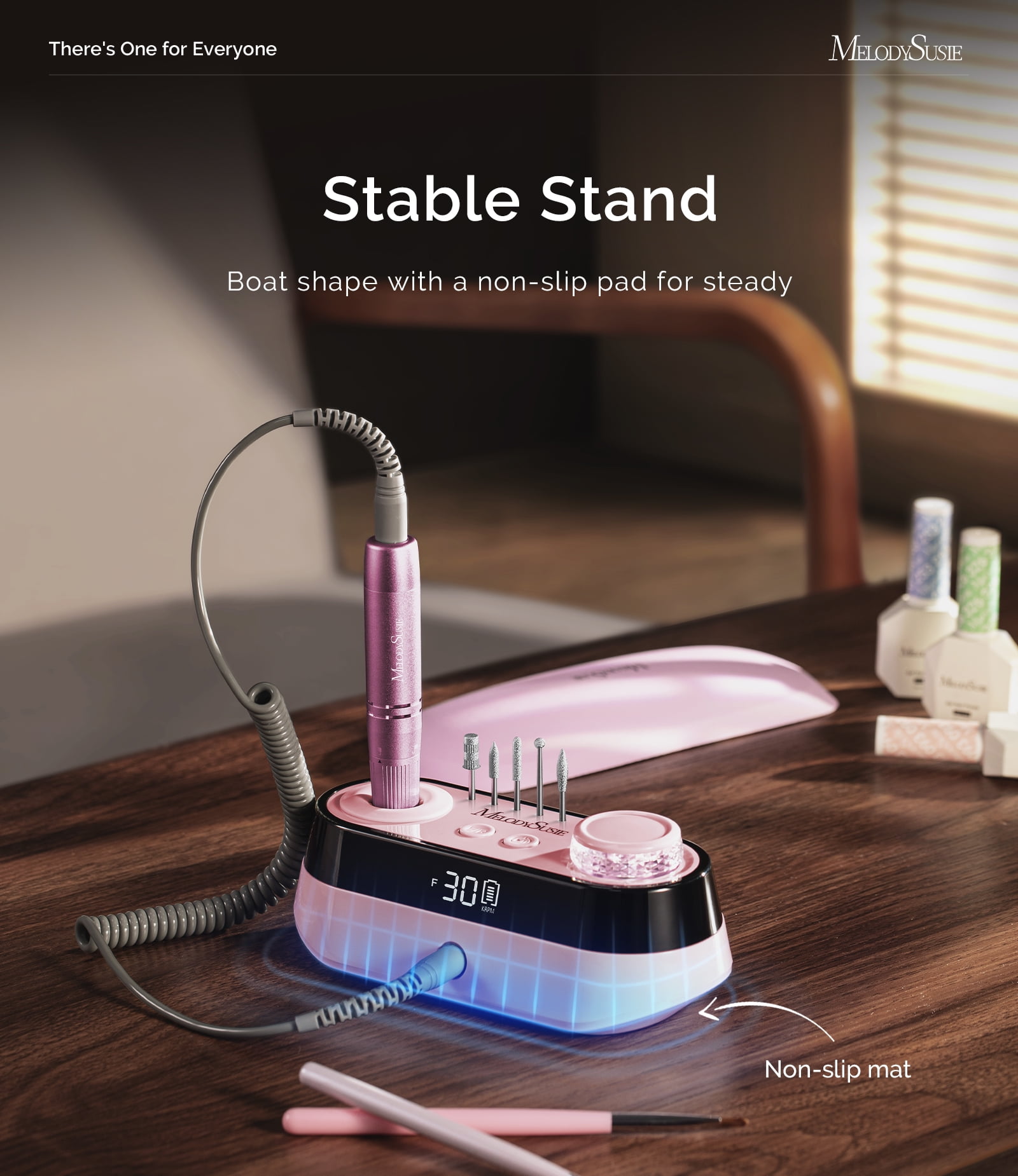 MelodySusie Cordless Desktop Nail Drill, 30000 RPM Electric File for Acrylic and Gel Nails, SC320A