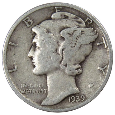 1939 Mercury Dime VG Very Good 90% Silver 10c US Coin Collectible