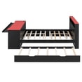 thumbnail image 6 of LHYY Full Size Wood Daybed with Twin Size Trundle,Desk,LED light and USB,Black+Red, 6 of 12