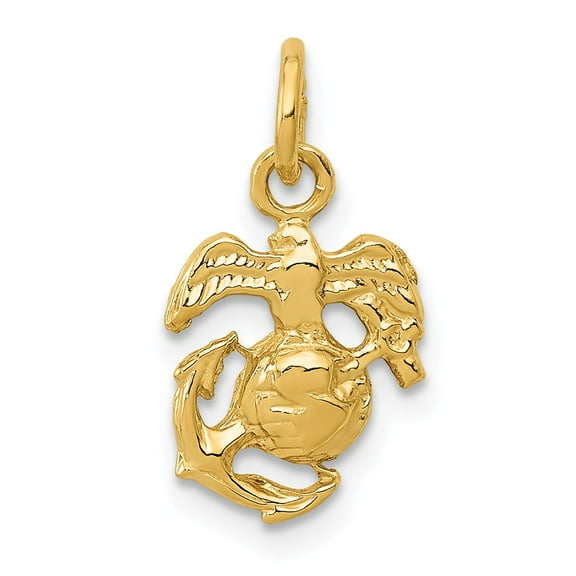 Real 14kt Yellow Gold U. S. Marine Corps Charm Pendant; for Adults and Teens; for Women and Men