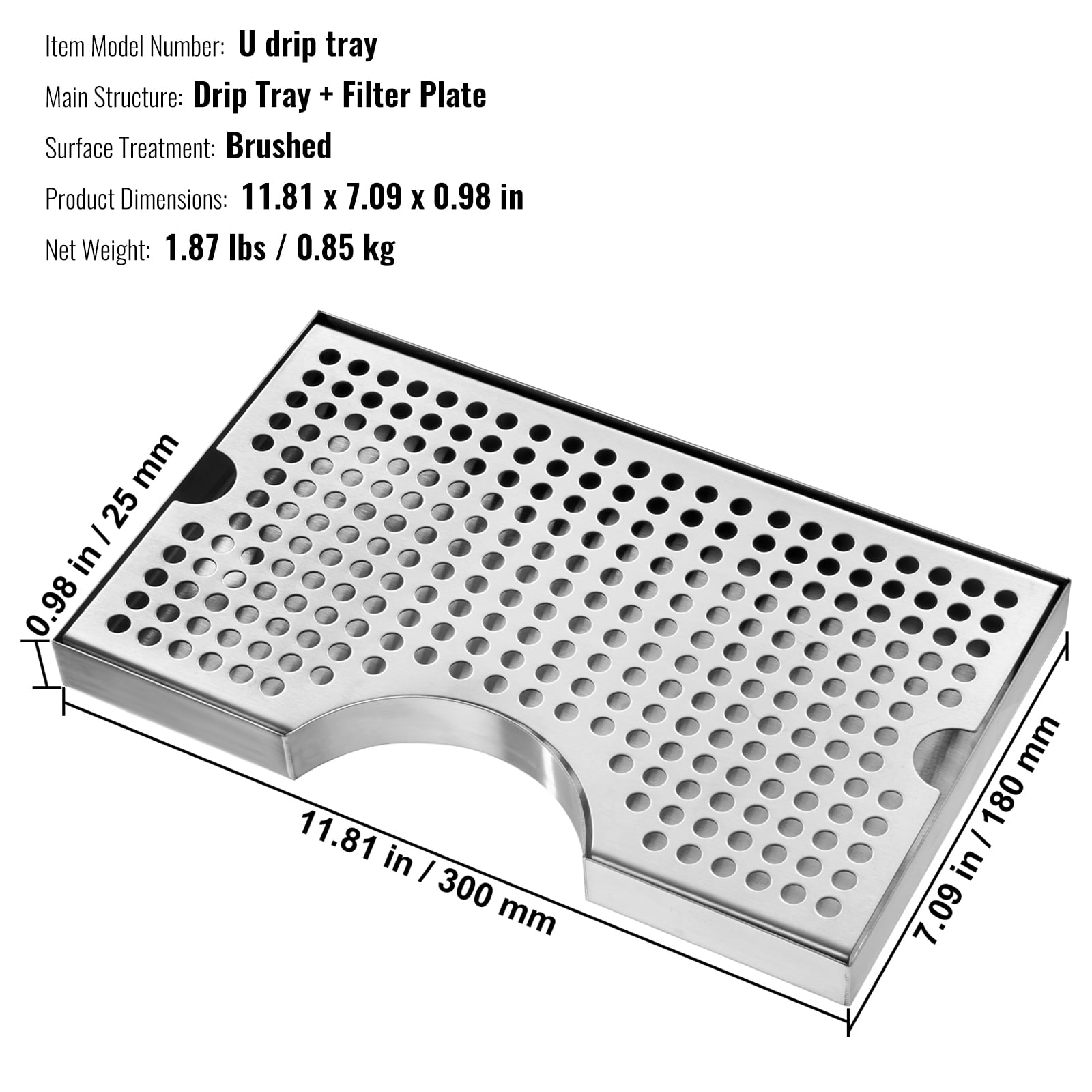 KFFKFF Stainless Steel Beer Drip Tray, Includes 4 Rubber Pads & Removable Top, Durable for Bars, Restaurants, Coffee Shops, and Homes, Resists Temperature Changes
