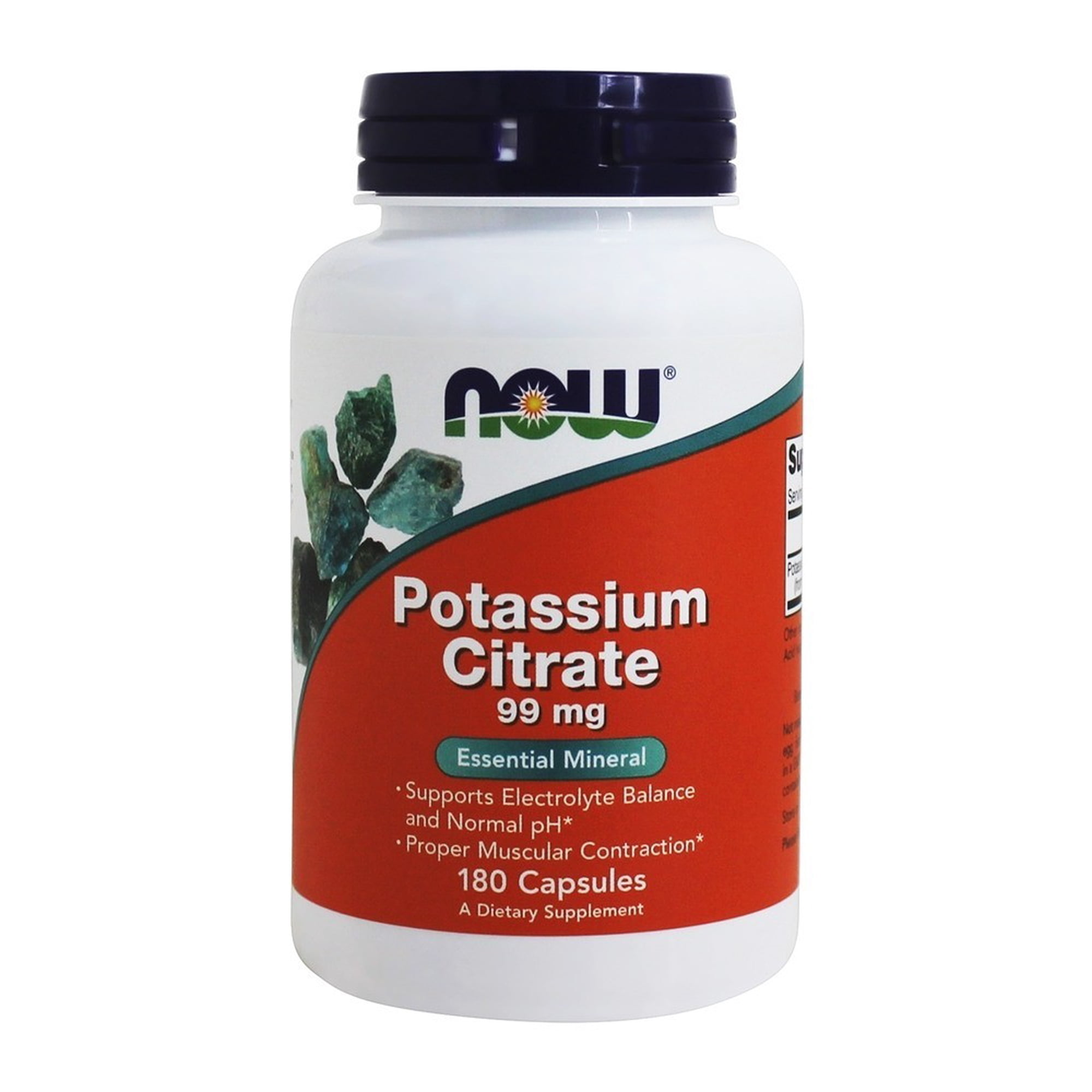 NOW Foods Potassium Citrate Essential Mineral 99 mg, 180 Capsules-2 Pack