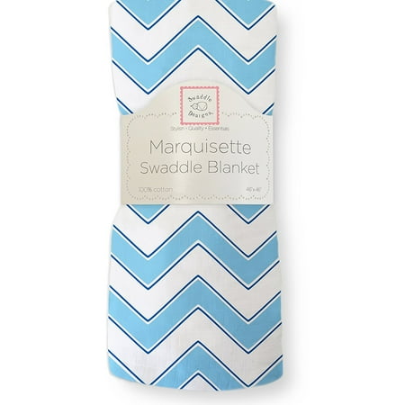 - Marquisette Swaddling Blanket, Premium Cotton Muslin, Blue Chevron, Breathable, lightweight, cotton marquisette swaddling blanket to keep baby cool in warmer.., By SwaddleDesigns