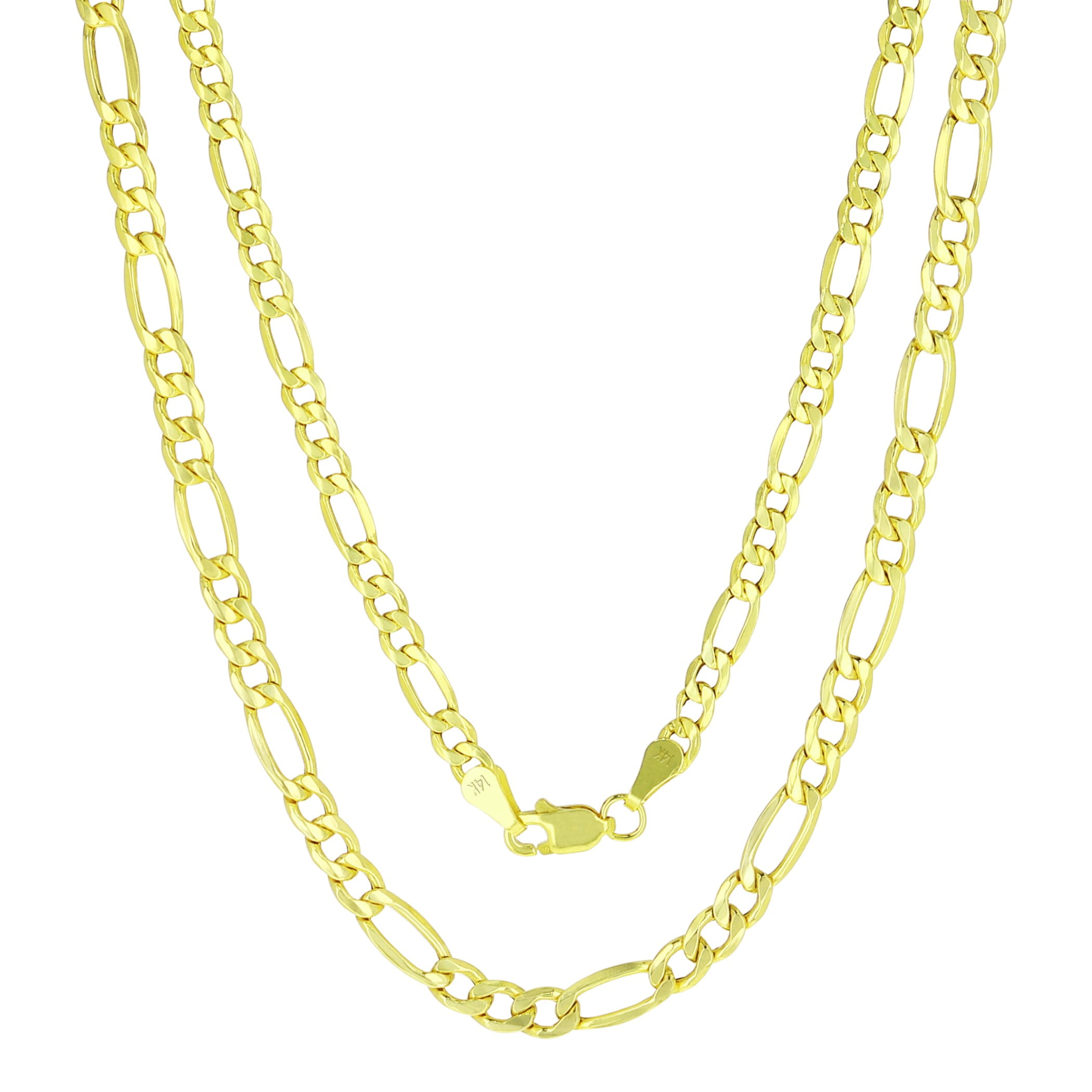 Nuragold 14k Real Yellow Gold Figaro Link 3.5mm Chain Necklace (16"-26") Italian Jewelry for Men & Women