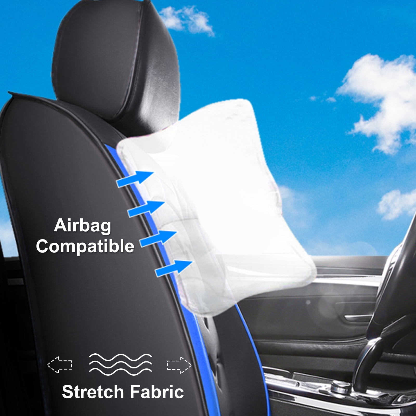 Car Seat Cover for Subaru Outback 2000-2026, Comfortable PU Leather Seat Cushion Protector for Forester Outback Impreza Legacy WRX Black Blue