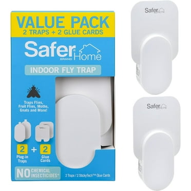 Safer Home SH502-2SR 2 Indoor Plug-in Fly Traps for Flies, Fruit Flies, Moths, Gnats, and Other Flying Insects  2 Traps   2 Glue Cards